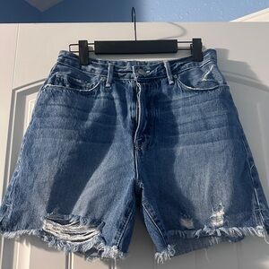 Good American Frayed Hem Blue Jean Shorts